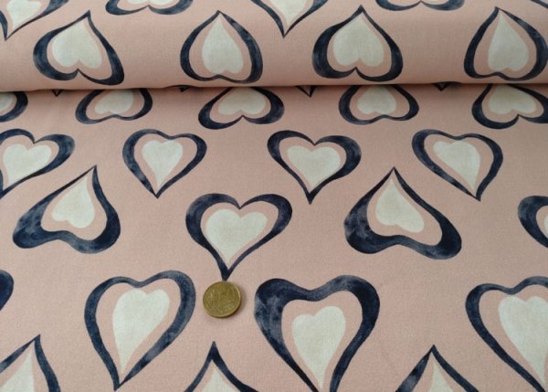 Love Heart Hilco Sweatstoff in rosé mit übergroßen Herzen